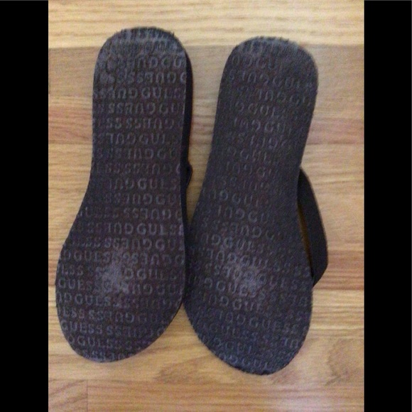 G by Guess Black Sandals with Gold Accents - Picture 2 of 3